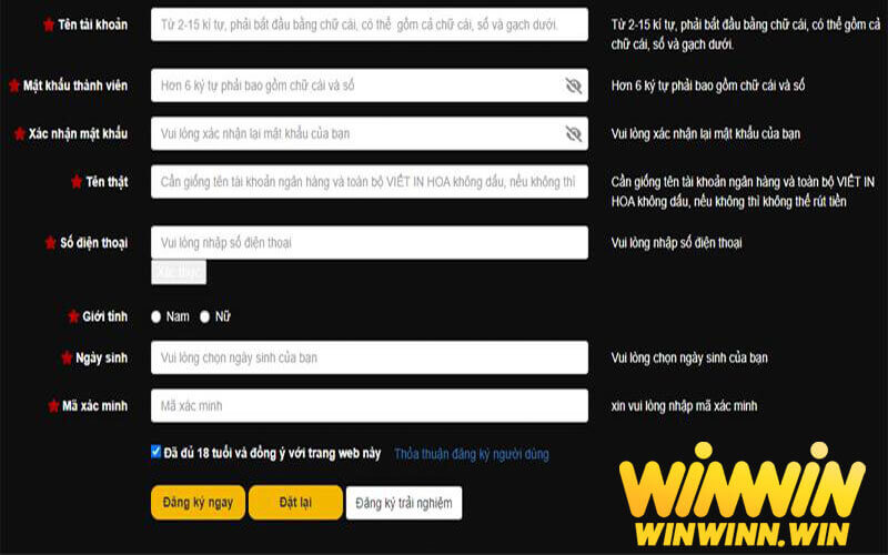 Hướng dẫn đăng ký tài khoản nhận Khuyến Mãi Winwin